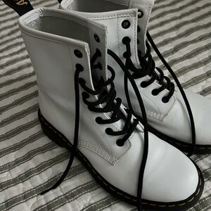 Dr. Martens White Boots with Black Accents